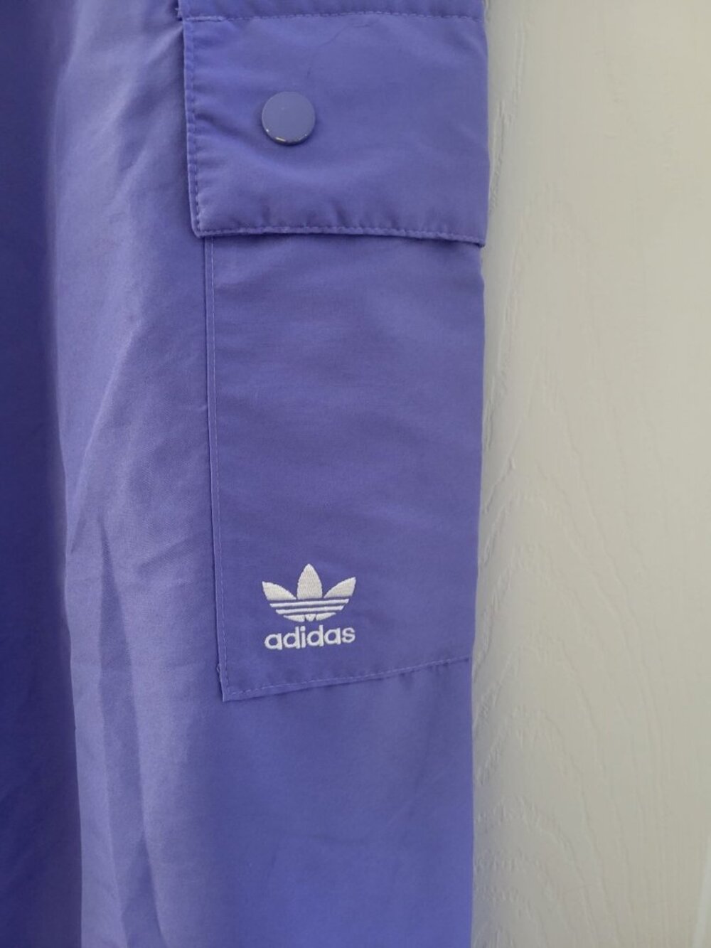 Adidas Originals Wide Leg Cargo Pants Purple Parachute M Y2k Baggy Streetwear - Picture 5 of 12